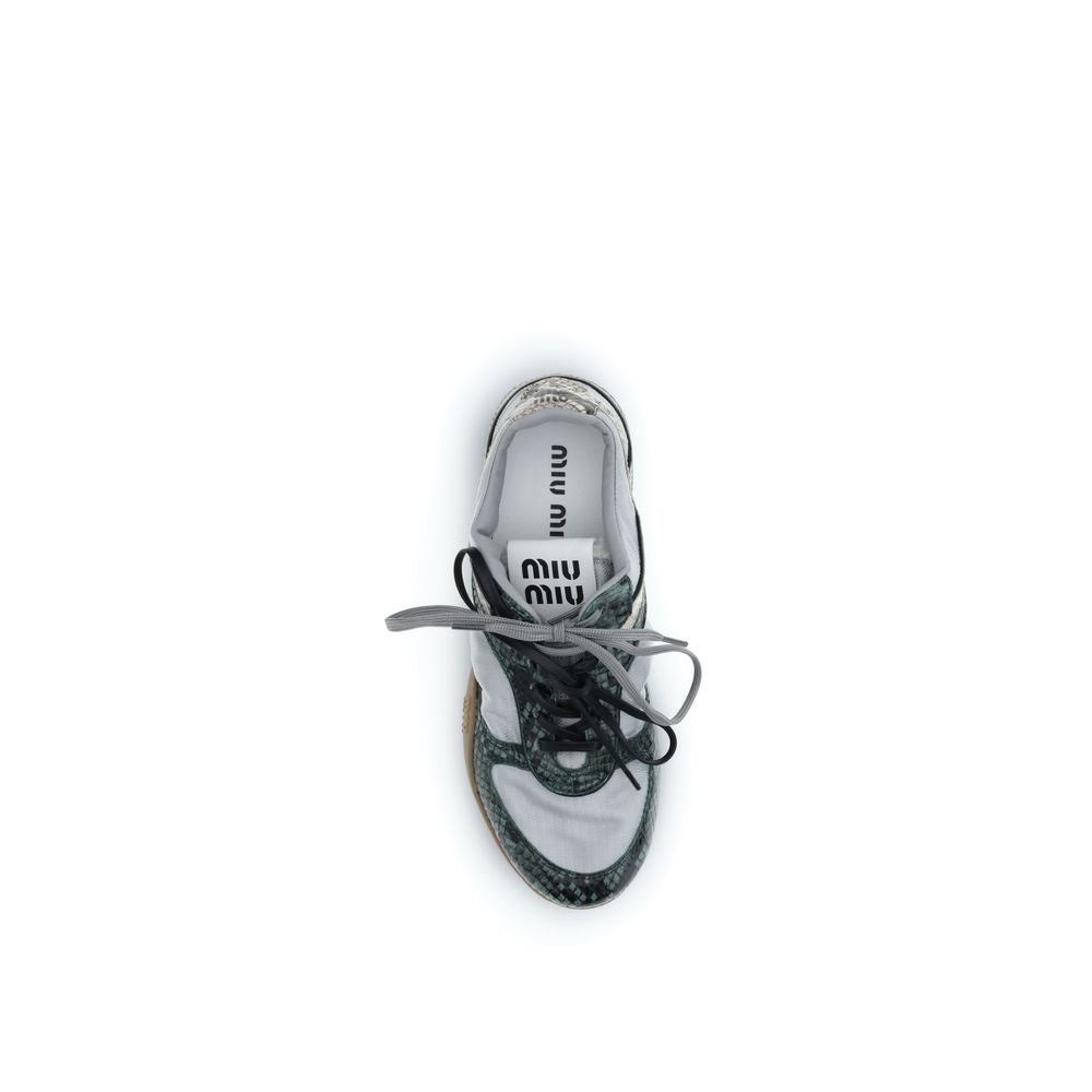 Miu Miu Women's Athletic Python Leather Sneakers - Animal Gray Print