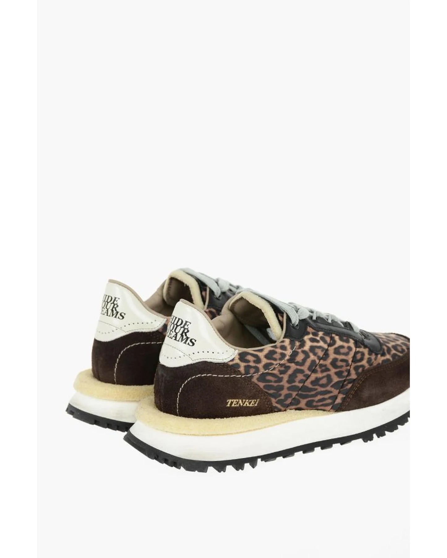 Hidnander Brown Leather Low Top Sneakers