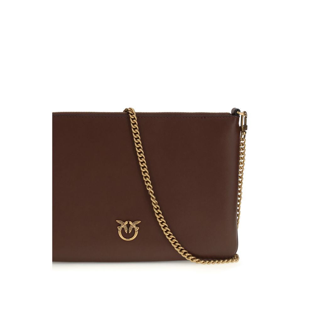 PINKO Bordeaux Calf Leather Bos Taurus Shoulder Bag