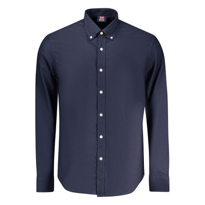 Dress Shirt by Norway 1963 for men in cotton blue & signature presents a discerning silhouette, showcasing a sophisticated button-down-collar neckline and long-sleeve for a truly discerning finish.