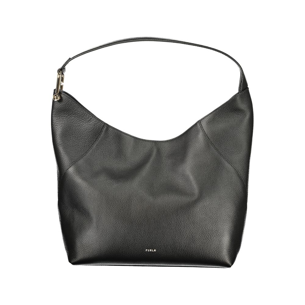 Shoulder Handbag by Furla for women in leather black & signature features an refined silhouette, showcasing a secure magnetic, ample internal-pockets, and versatile shoulder-strap for a sophisticated refined aesthetic.