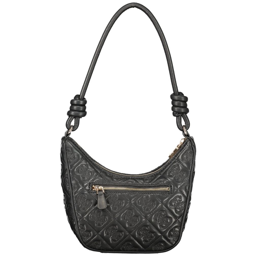 Handbag by Guess Jeans for women in polyurethane black features a ornamental silhouette, showcasing a secure zipper, ample internal-pockets & cardholder, and ornamental handle for a sophisticated look.
