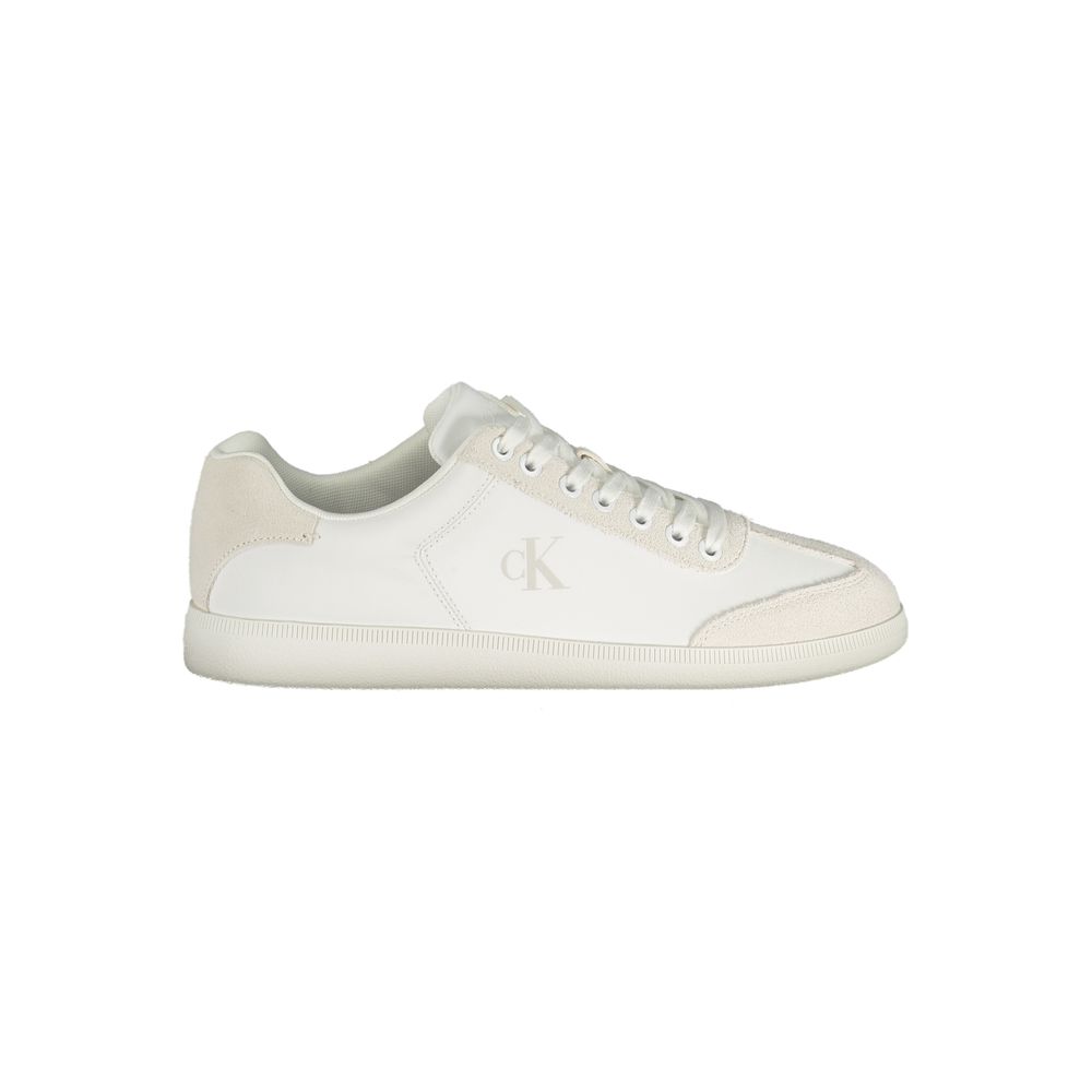 Athletic Sneakers by Calvin Klein for men in polyester polyurethane leather white & print presents a sleek silhouette, perfectly capturing the athletic style essence of Explorer Men's Athletic Polyester Polyurethane Leather Sneakers with its sleek design and premium finish.