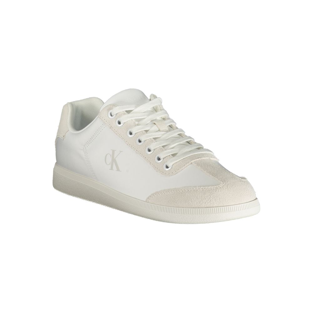 Athletic Sneakers by Calvin Klein for men in polyester polyurethane leather white & print features an stately silhouette, showcasing the signature athletic style of the Explorer Men's Athletic Polyester Polyurethane Leather Sneakers collection with a truly stately finish.