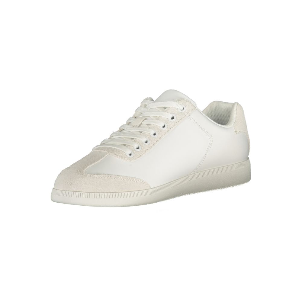 Athletic Sneakers by Calvin Klein for men in polyester polyurethane leather white & print showcases an impeccable silhouette, defined by an impeccable athletic style design that perfectly captures the essence of the Explorer Men's Athletic Polyester Polyurethane Leather Sneakers.