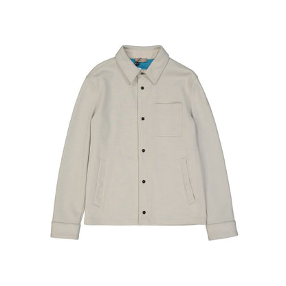 Overcoat by Herno for men in polyamide wool beige features an satoral silhouette, showcasing a sophisticated shirt-collar neckline and satoral for a premium, timeless look.