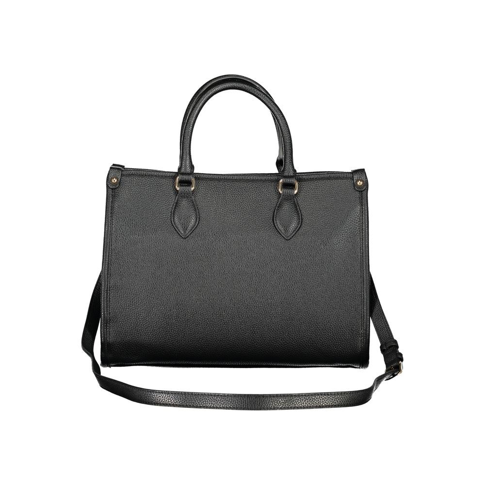 Handbag by Mario Valentino for women in polyurethane black features a refined silhouette, showcasing a secure zipper, organized , and versatile shoulder-strap, handle, adjustable-strap & detachable-strap for a refined finish.