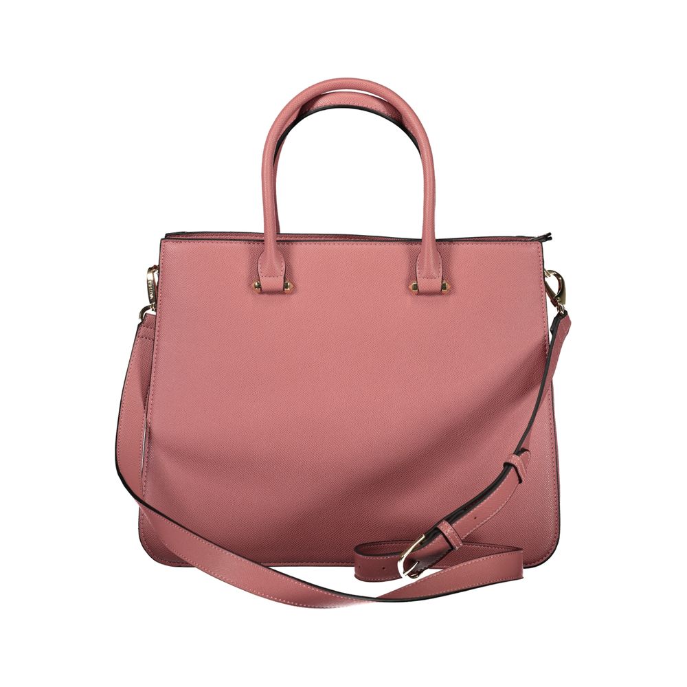 Handbag by Mario Valentino for women in polyurethane pink & signature features an refined silhouette, showcasing a secure zipper, ample internal-pockets, and versatile shoulder-strap, adjustable-strap & handle for a sophisticated refined aesthetic.