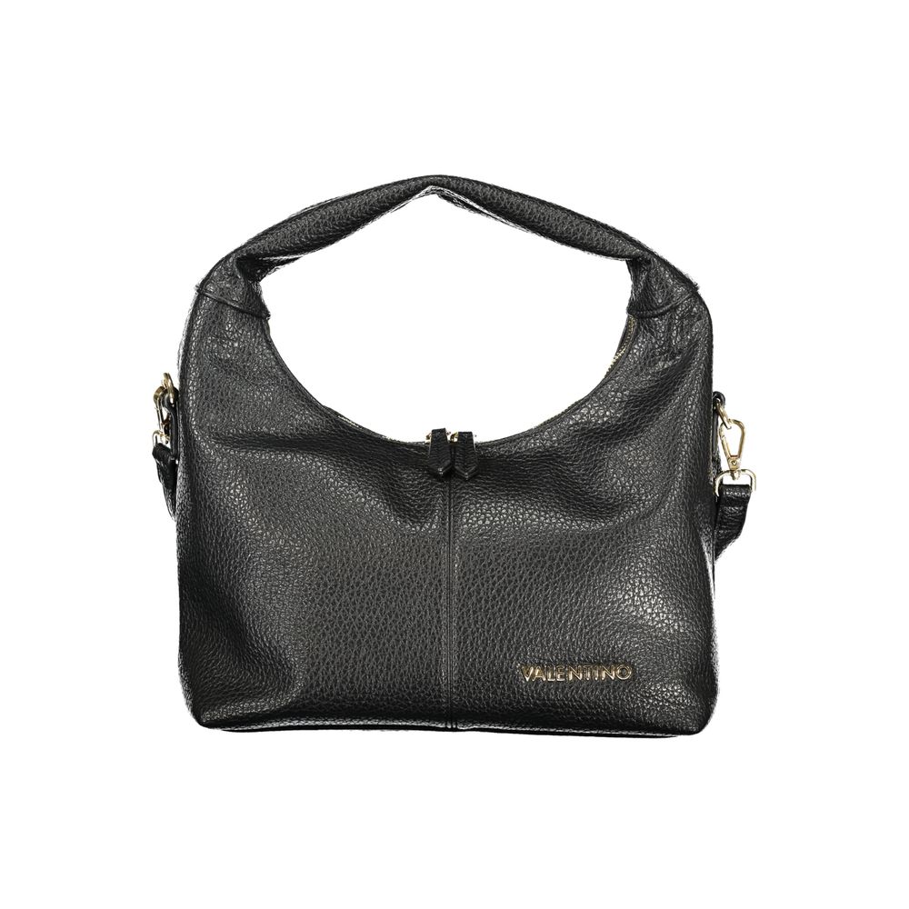 Handbag by Mario Valentino for women in polyurethane black & signature features a signature silhouette, showcasing a secure zipper and signature internal-pockets with versatile shoulder-strap, adjustable-strap & handle for a sophisticated look.
