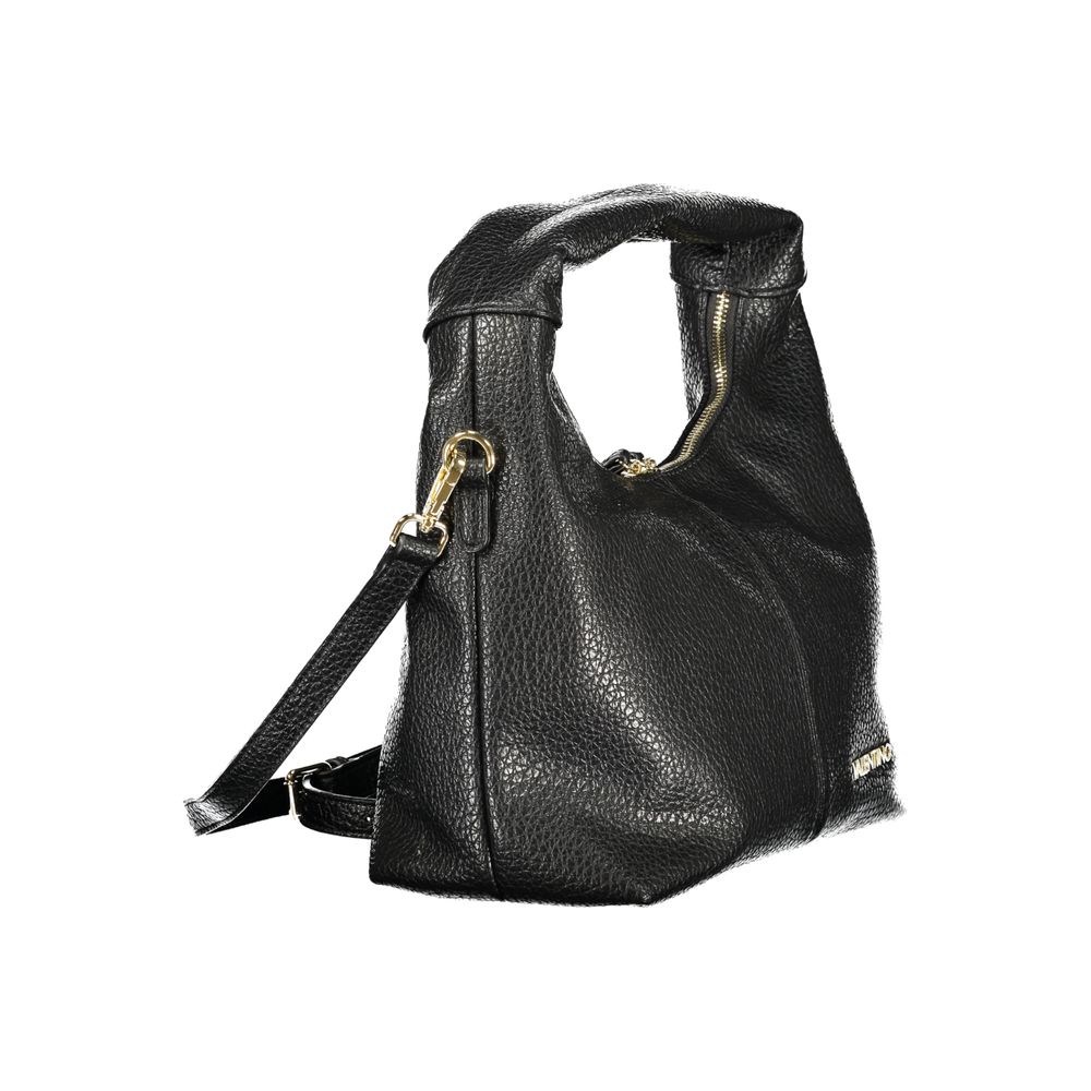 This Handbag by Mario Valentino for women in polyurethane and black & signature presents a sculptural silhouette featuring a secure zipper, ample internal-pockets, and versatile shoulder-strap, adjustable-strap & handle for a sculptural finish.