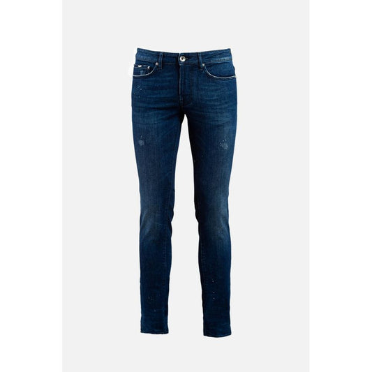 Gas Blue Cotton Slim Fit Jeans