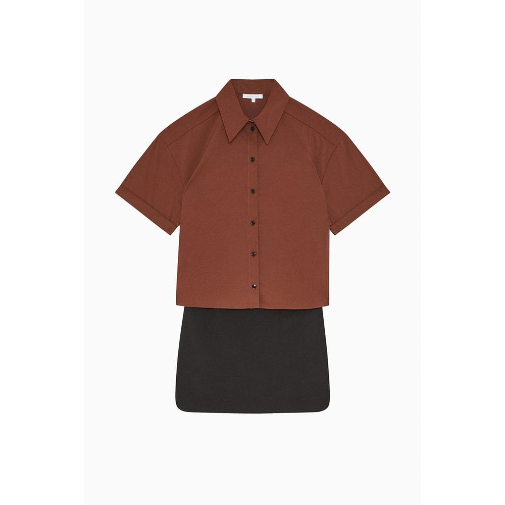 Patrizia Pepe Women's Short-Sleeve Stretch Polyester Short Dress - Bicolour Black Brown
