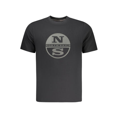T-Shirt by North Sails for men in cotton black, signature & print features a plush silhouette, showcasing a sophisticated crew neckline and for a truly plush finish.