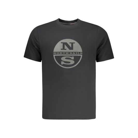 T-Shirt by North Sails for men in cotton black, signature & print features a plush silhouette, showcasing a sophisticated crew neckline and for a truly plush finish.