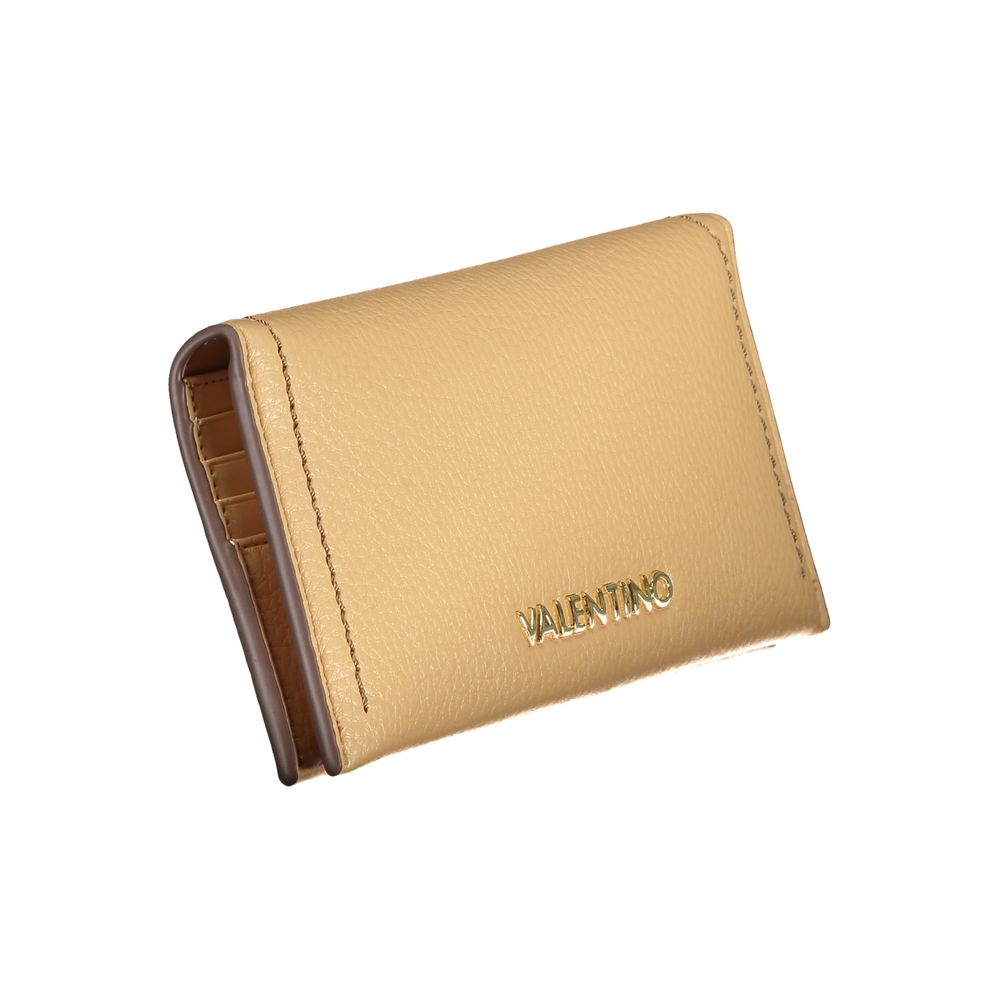 Cardholder Wallet by Mario Valentino for women in polyurethane beige & signature showcases a refined silhouette, artfully capturing the essence of the refined Polyurethane Cardholder Wallet design with functional card-organization coin-purse.