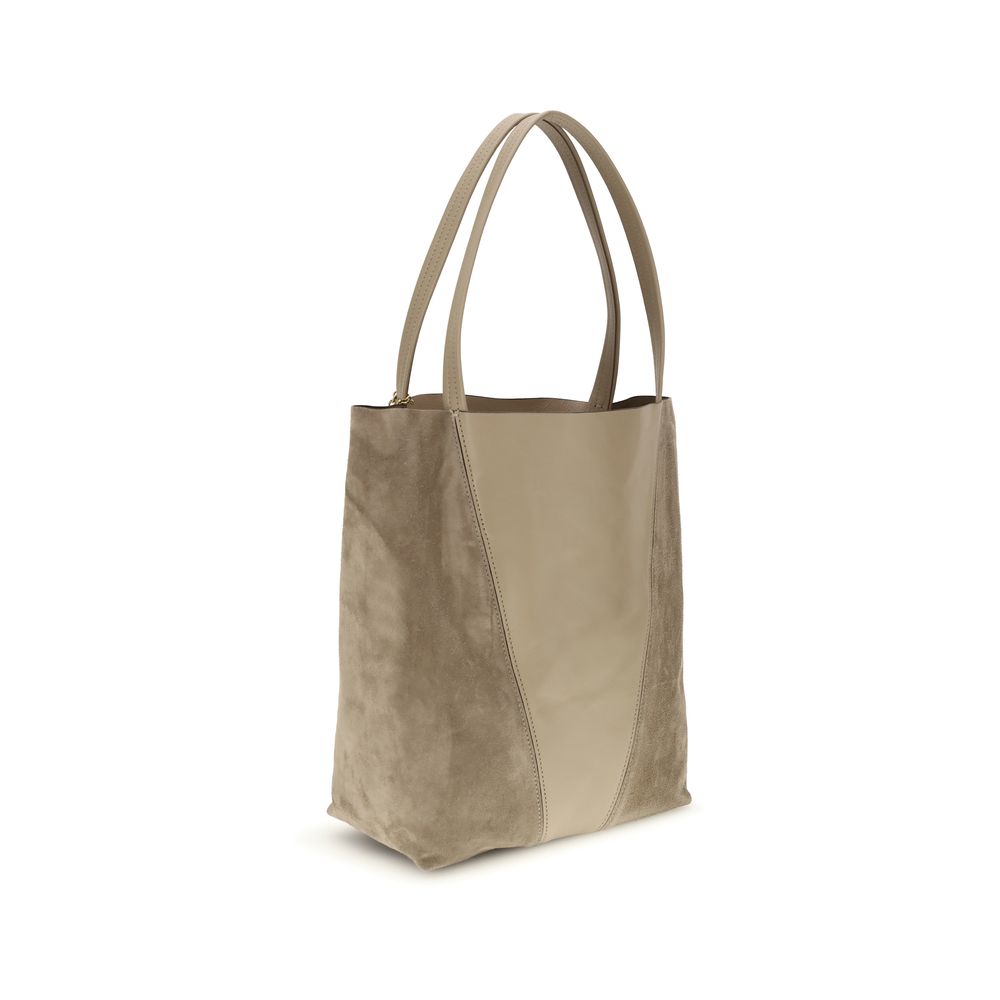 Evening Shoulder Bag by Chloé for women in grained & suede leather beige features an effortlessly chic silhouette with a secure , ample , and versatile shoulder-strap & handle for effortlessly chic everyday luxury.