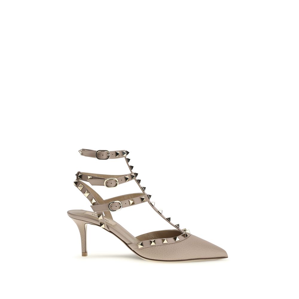Valentino Garavani Gray Calf Leather Bos Taurus High Heel Pumps