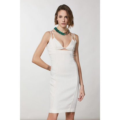 Patrizia Pepe Women's Sleeveless Linen & Nylon Midi Dress - White