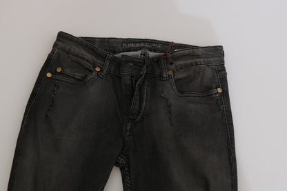 PLEIN SUD Women's Skinny Low Rise Stretch Denim Cotton Jeans - Black