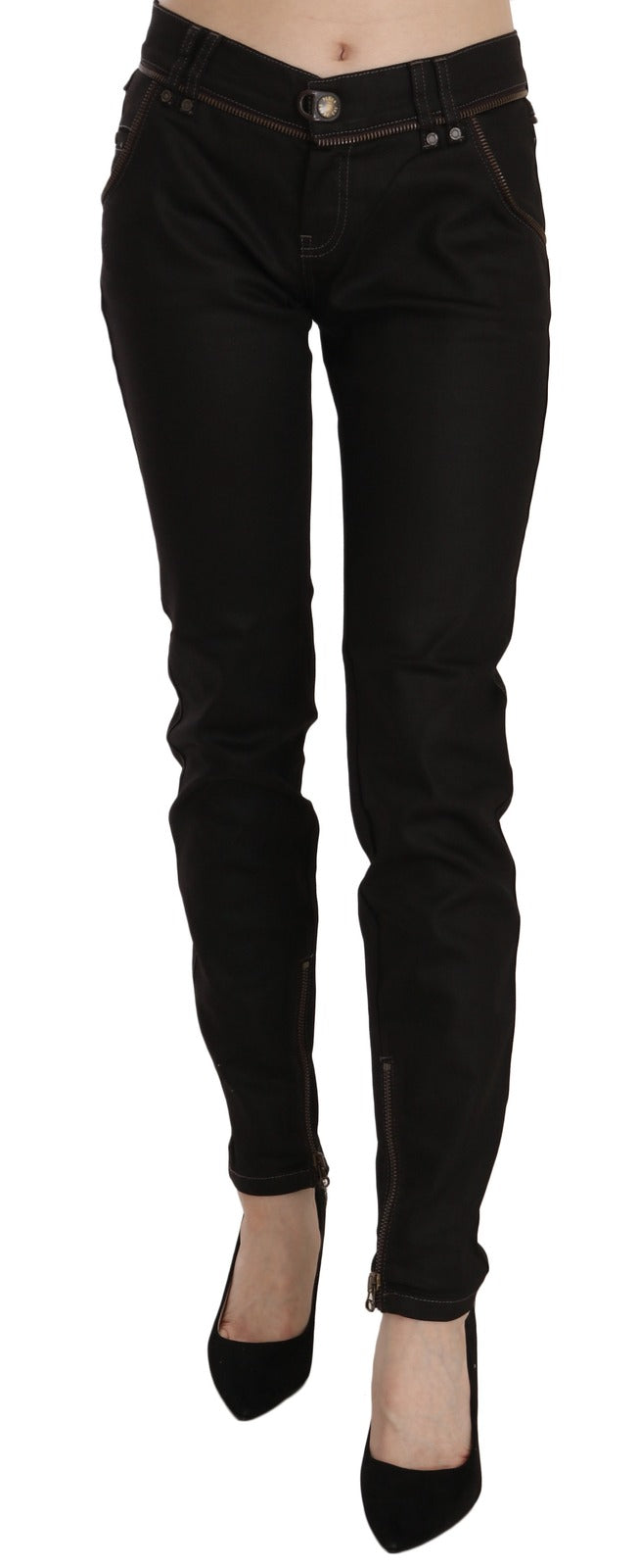 John Galliano Women's Skinny Mid Rise Stretch Denim Cotton & Nylon Jeans - Black