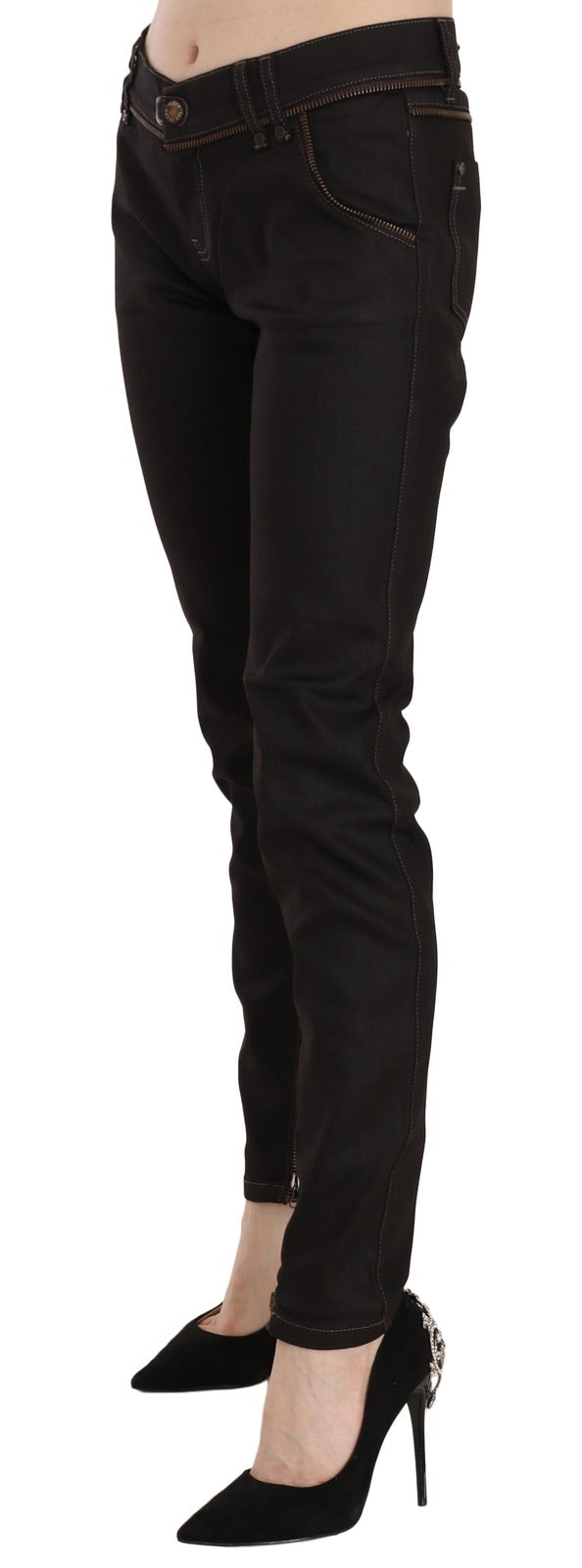 John Galliano Women's Skinny Mid Rise Stretch Denim Cotton & Nylon Jeans - Black