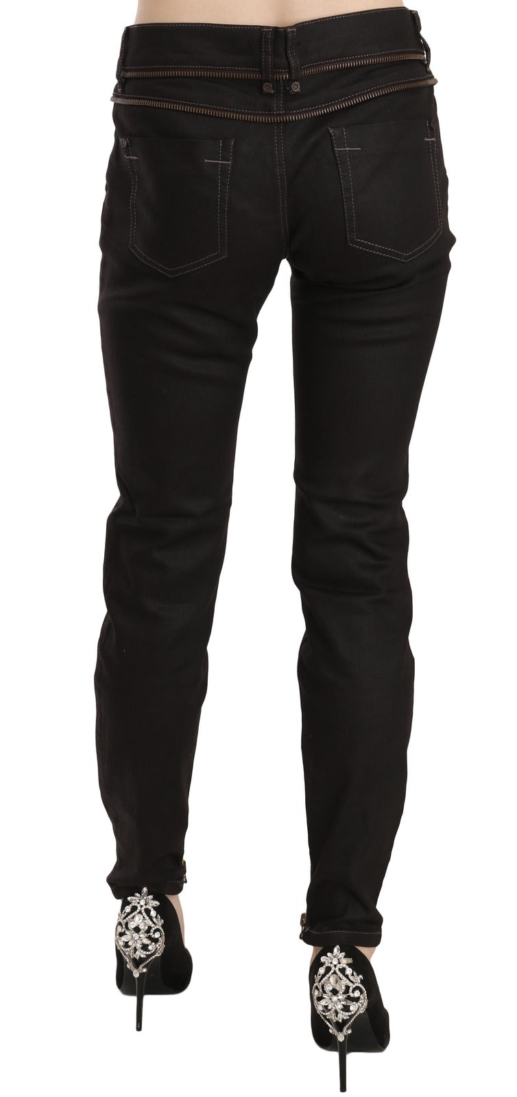 John Galliano Women's Skinny Mid Rise Stretch Denim Cotton & Nylon Jeans - Black