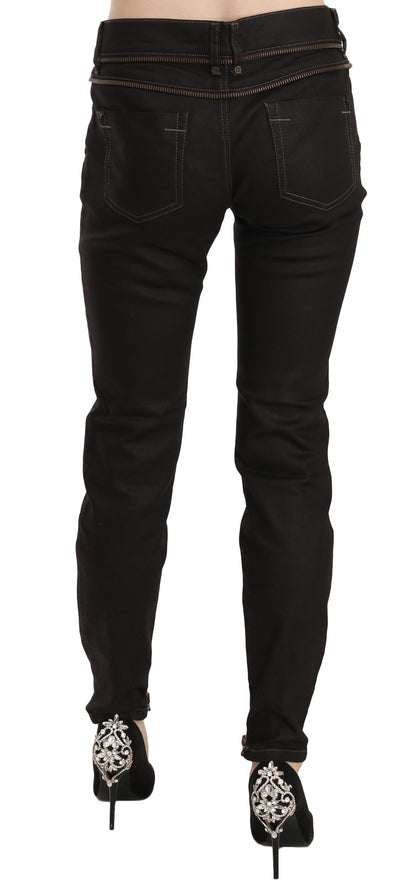 John Galliano Women's Skinny Mid Rise Stretch Denim Cotton & Nylon Jeans - Black