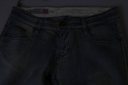 PLEIN SUD Women's Skinny Mid Rise Stretch Denim Cotton Jeans - Light Blue