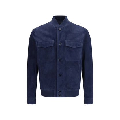 Salvatore Santoro Blue Calf Leather Bos Taurus Shell Jacket