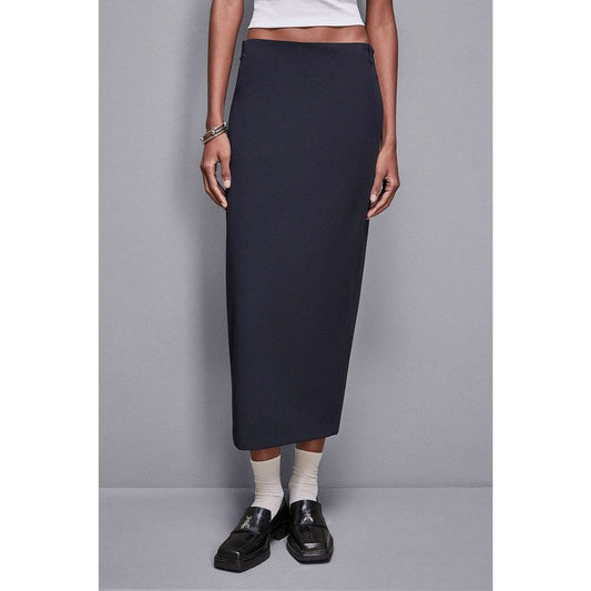 Patrizia Pepe Navy Blue Polyester Midi Skirt