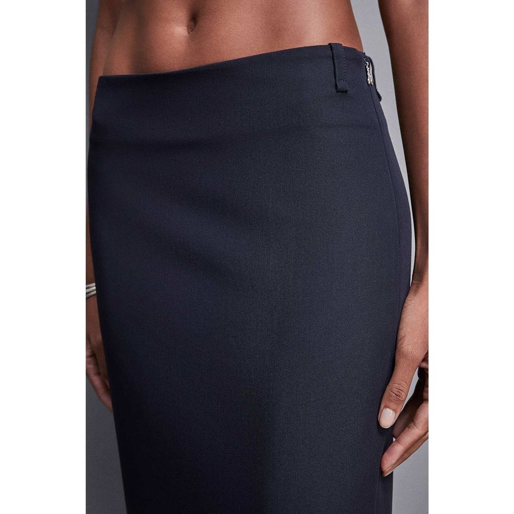 Patrizia Pepe Navy Blue Polyester Midi Skirt