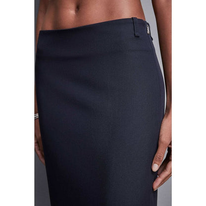 Patrizia Pepe Navy Blue Polyester Midi Skirt