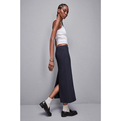 Patrizia Pepe Navy Blue Polyester Midi Skirt