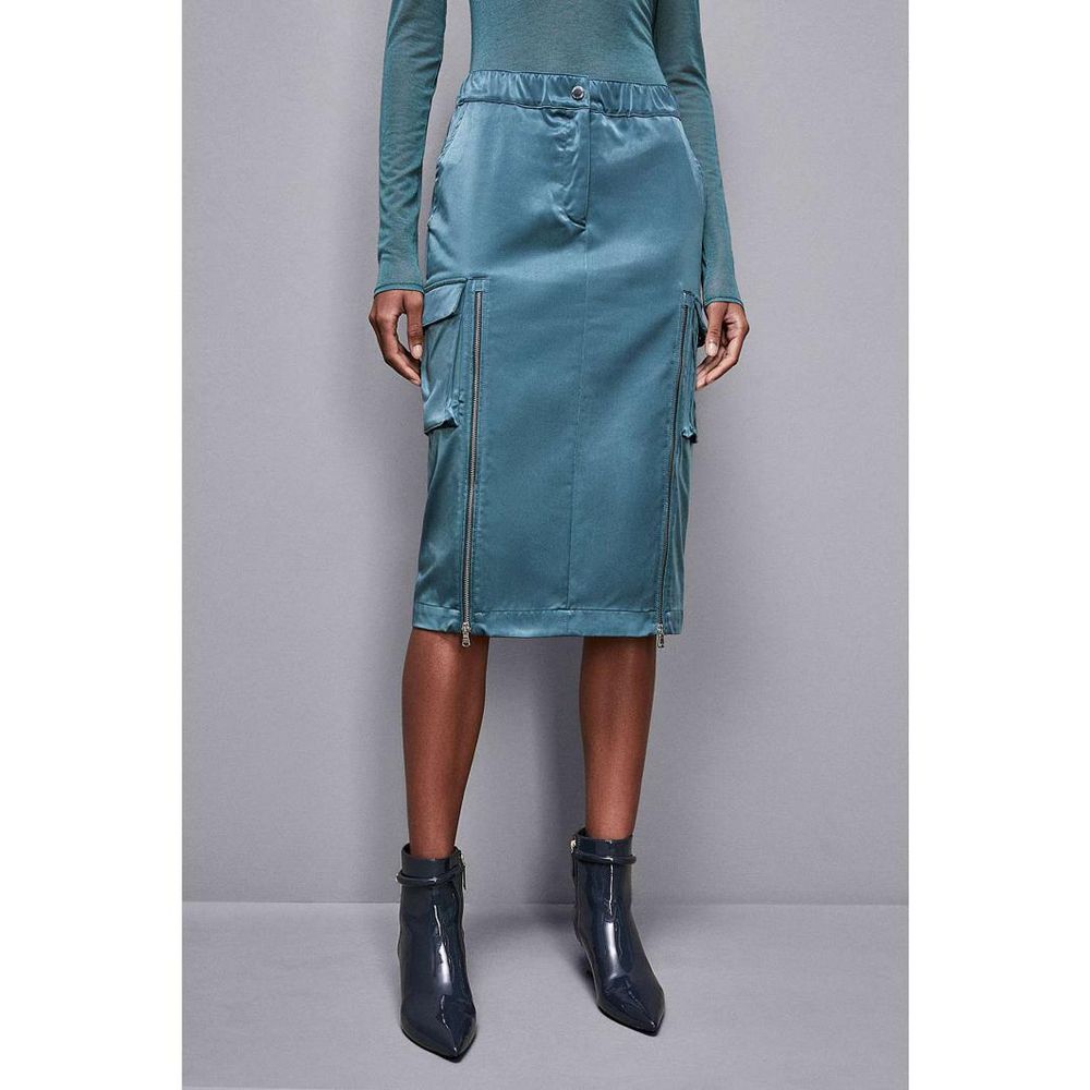Patrizia Pepe Green Polyester Midi Skirt