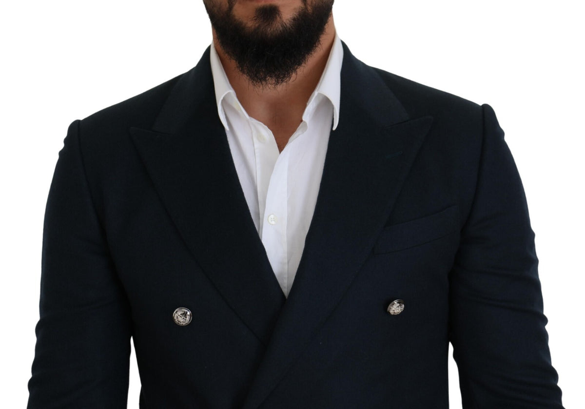 Dolce & Gabbana 9 To 5 Men's Double Breasted Single Cashmere Silk Blazer - Blue