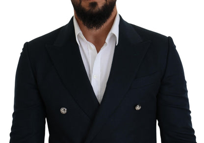 Dolce & Gabbana 9 To 5 Men's Double Breasted Single Cashmere Silk Blazer - Blue