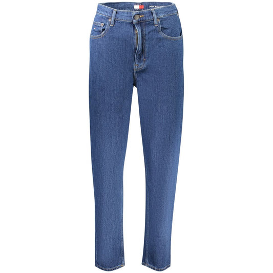 Jeans by Tommy Hilfiger for women in stretch denim cotton blue & signature features an sartorial tapered-leg & mom and long with a high rise cut for a sartorial finish.