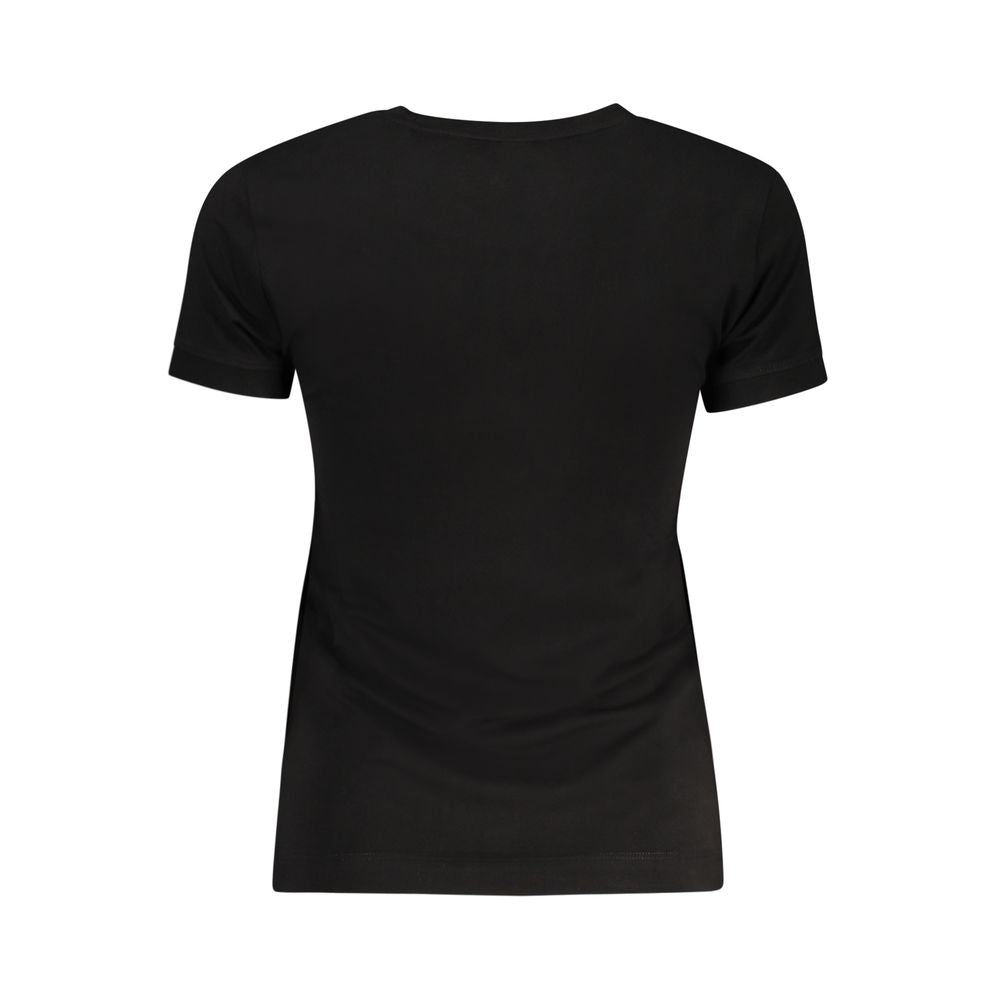 T-Shirt by Guess Jeans for women in stretch organic cotton denim black showcases a dramatic silhouette, elegantly detailed with a dramatic wide-neck neckline and for a truly dramatic finish.