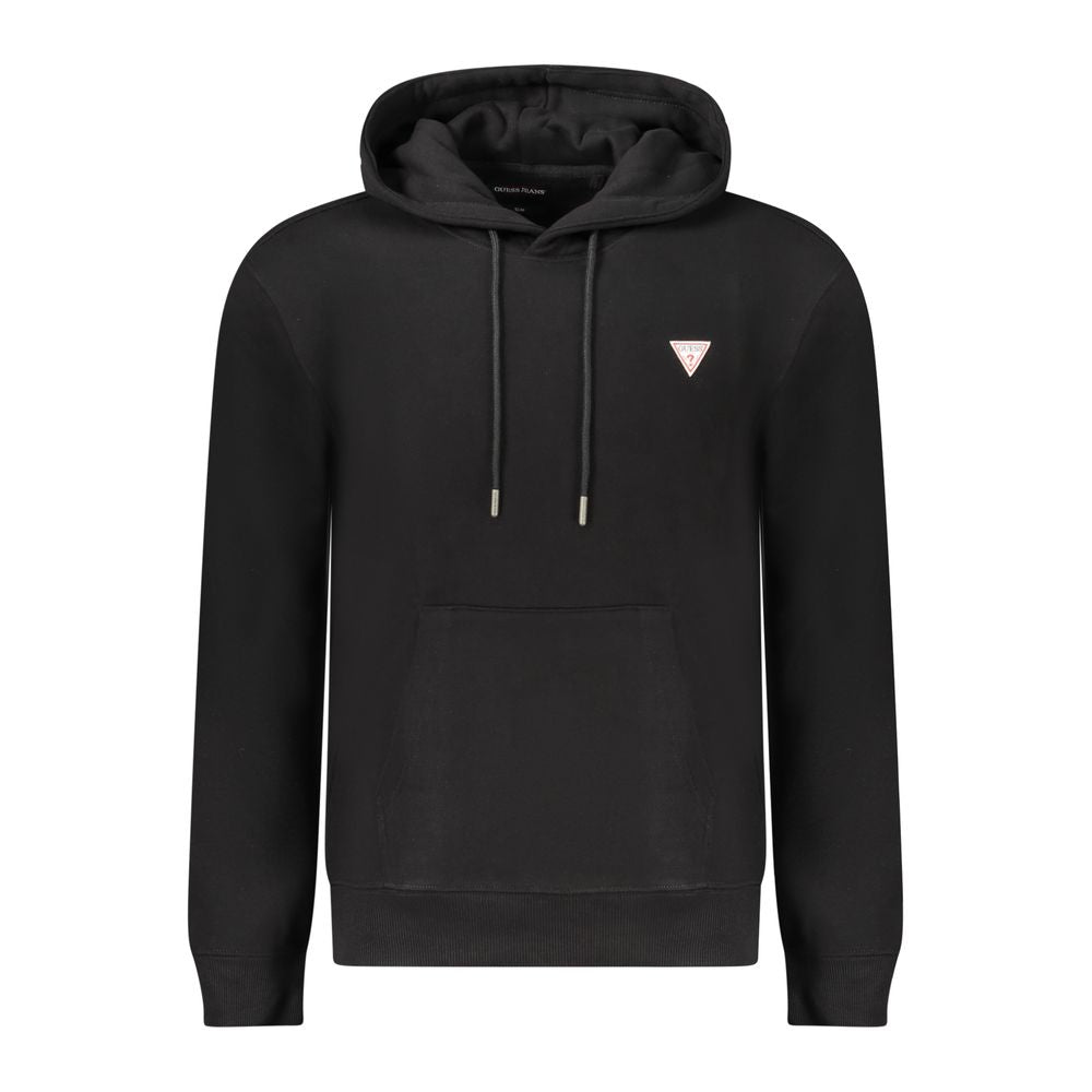 Hooded Sweatshirt Hoodie by Guess Jeans for men in organic cotton & polyester black features an dramatic silhouette, showcasing a sophisticated hooded neckline and dramatic long-sleeve for a refined, modern aesthetic.