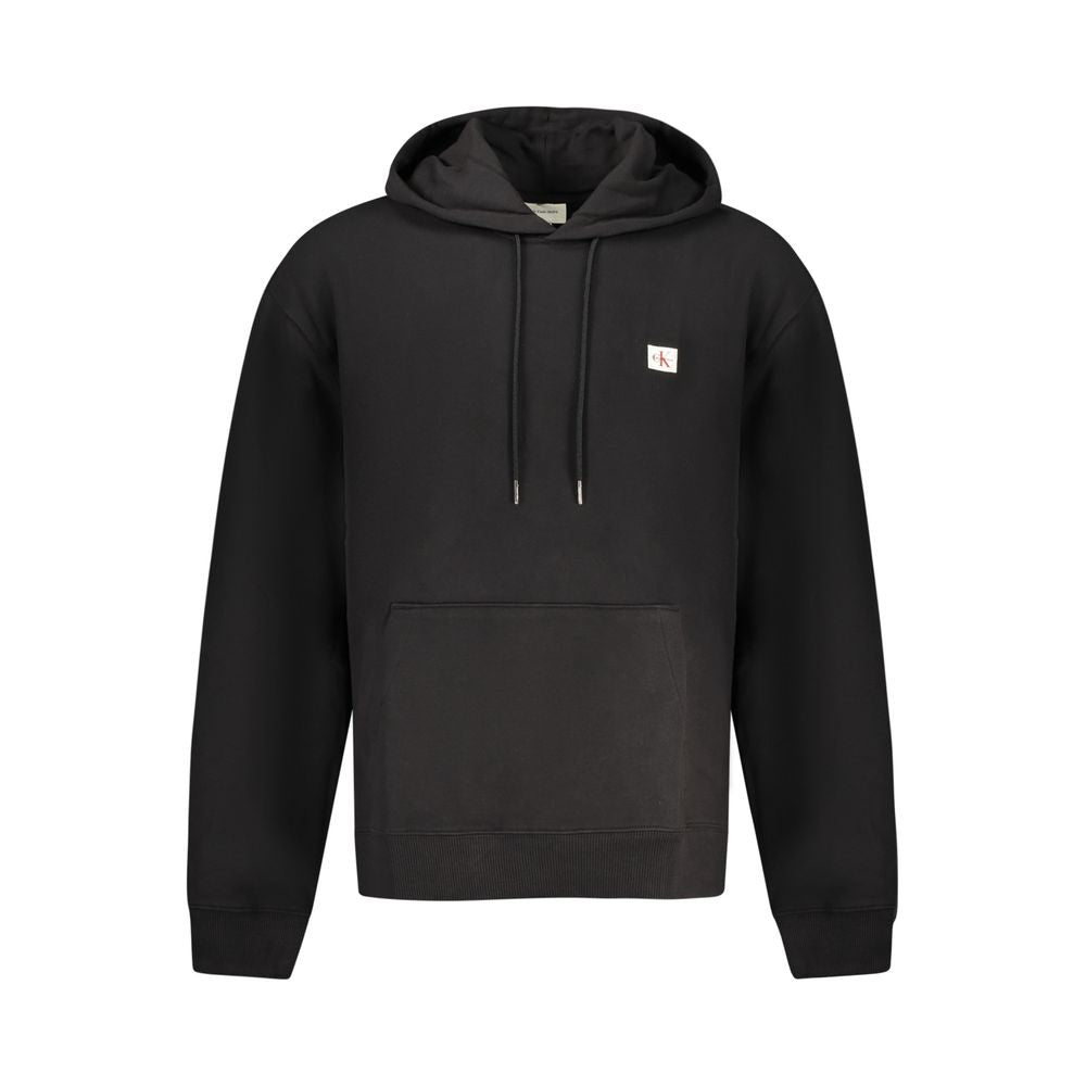 Hooded Sweatshirt Hoodie by Calvin Klein for men in cotton black features an dramatic silhouette, showcasing a sophisticated hooded neckline and dramatic for a refined, modern aesthetic.