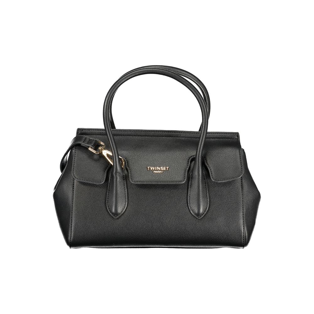 Evening Tote Handbag by Twinset for women in polyurethane black features a exquisite silhouette, showcasing a secure snap and exquisite cardholder with versatile shoulder-strap & adjustable-strap for a exquisite finish.