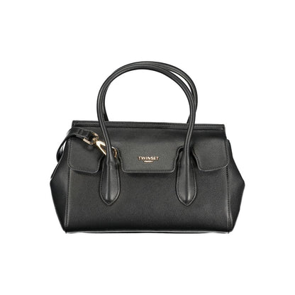 Evening Tote Handbag by Twinset for women in polyurethane black features a exquisite silhouette, showcasing a secure snap and exquisite cardholder with versatile shoulder-strap & adjustable-strap for a exquisite finish.