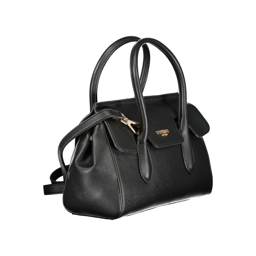 Evening Tote Handbag by Twinset for women in polyurethane black features a refined silhouette, showcasing a secure snap, organized cardholder, and versatile shoulder-strap & adjustable-strap for a refined finish.