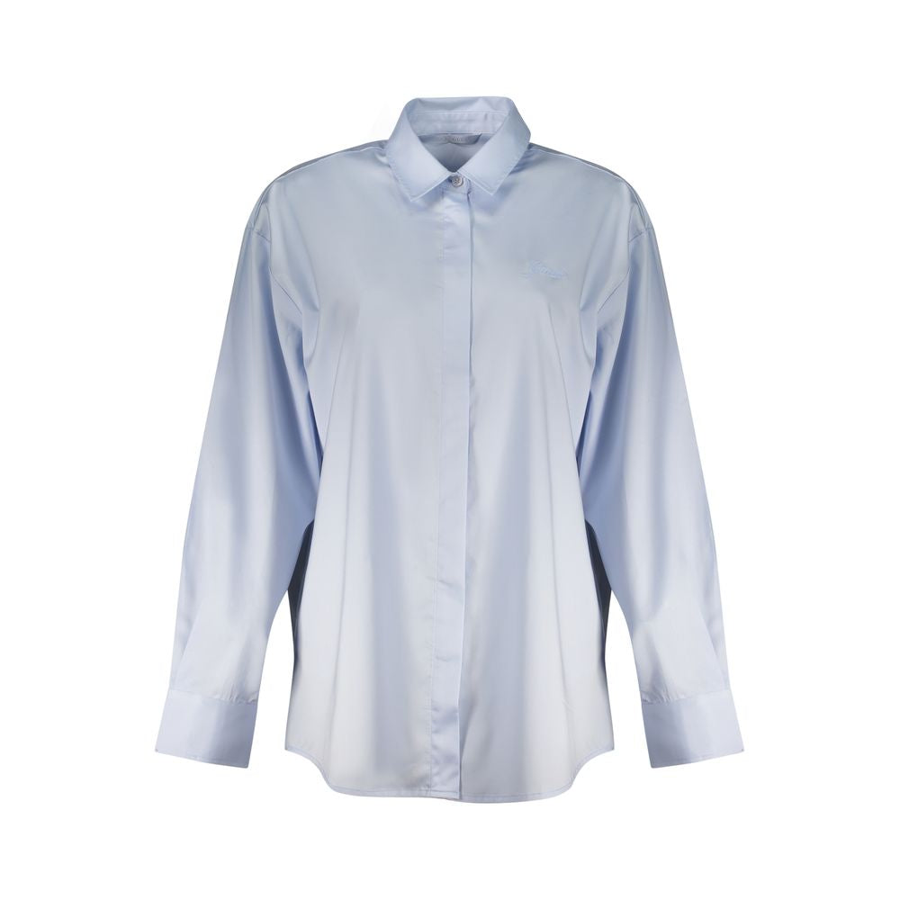 Dress Shirt by Guess Jeans for women in cotton blue presents a discerning silhouette, showcasing a sophisticated and long-sleeve for a truly discerning finish.