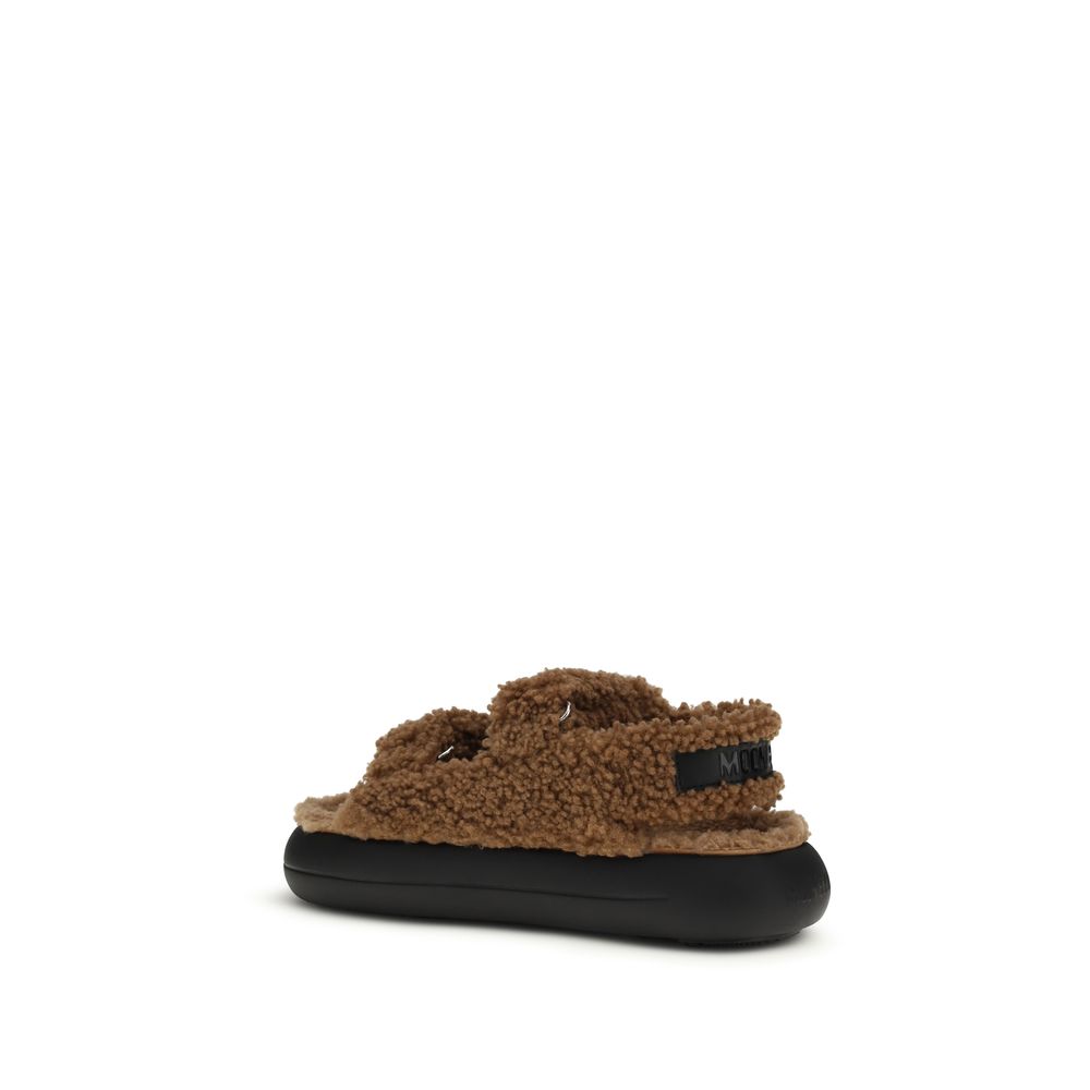 Moon Boot Brown Calf Leather Bos Taurus Slippers