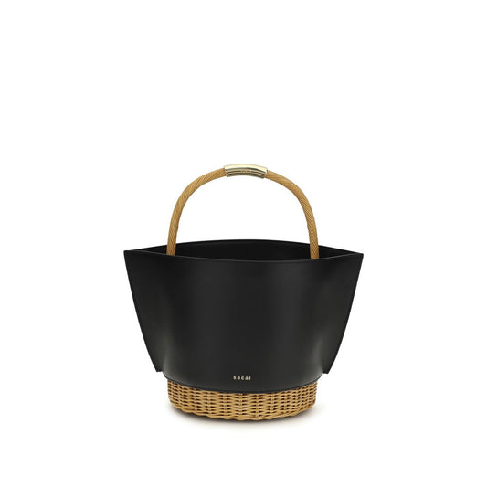 Sacai Bos Taurus Calf Nappa Leather Large Shoulder Basket Bag - Black Gold Natural