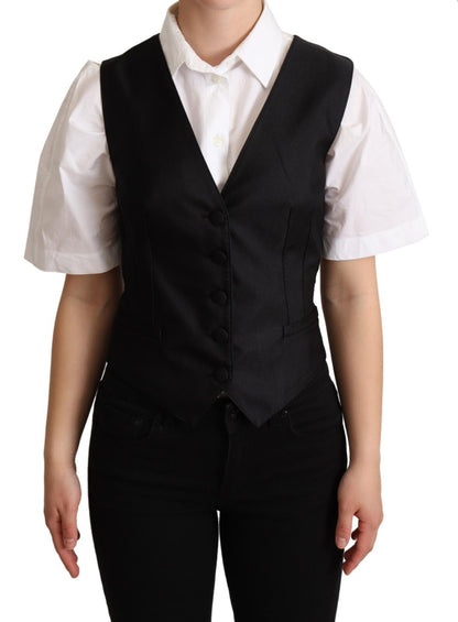Dolce & Gabbana Women's Polyester Silk Satin & Twill Vest - Black