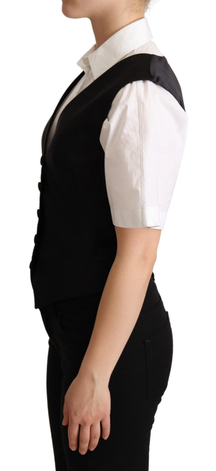 Dolce & Gabbana Women's Polyester Silk Satin & Twill Vest - Black