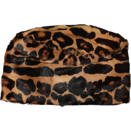 Dolce & Gabbana Brown Leopard Fur Women Bucket Capello Hat