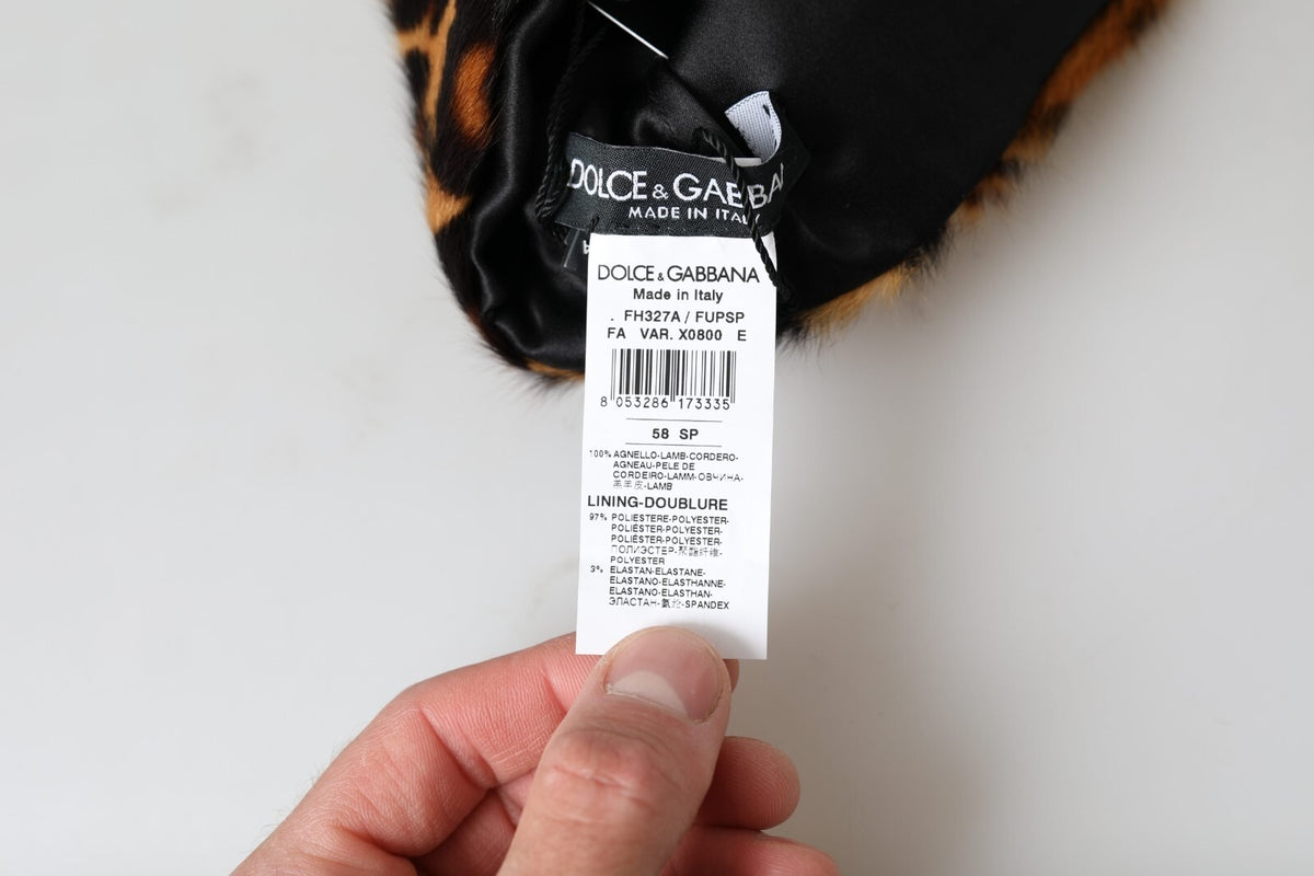 Dolce & Gabbana Polyester Lamb Leather & Fur Bucket Hat - Brown